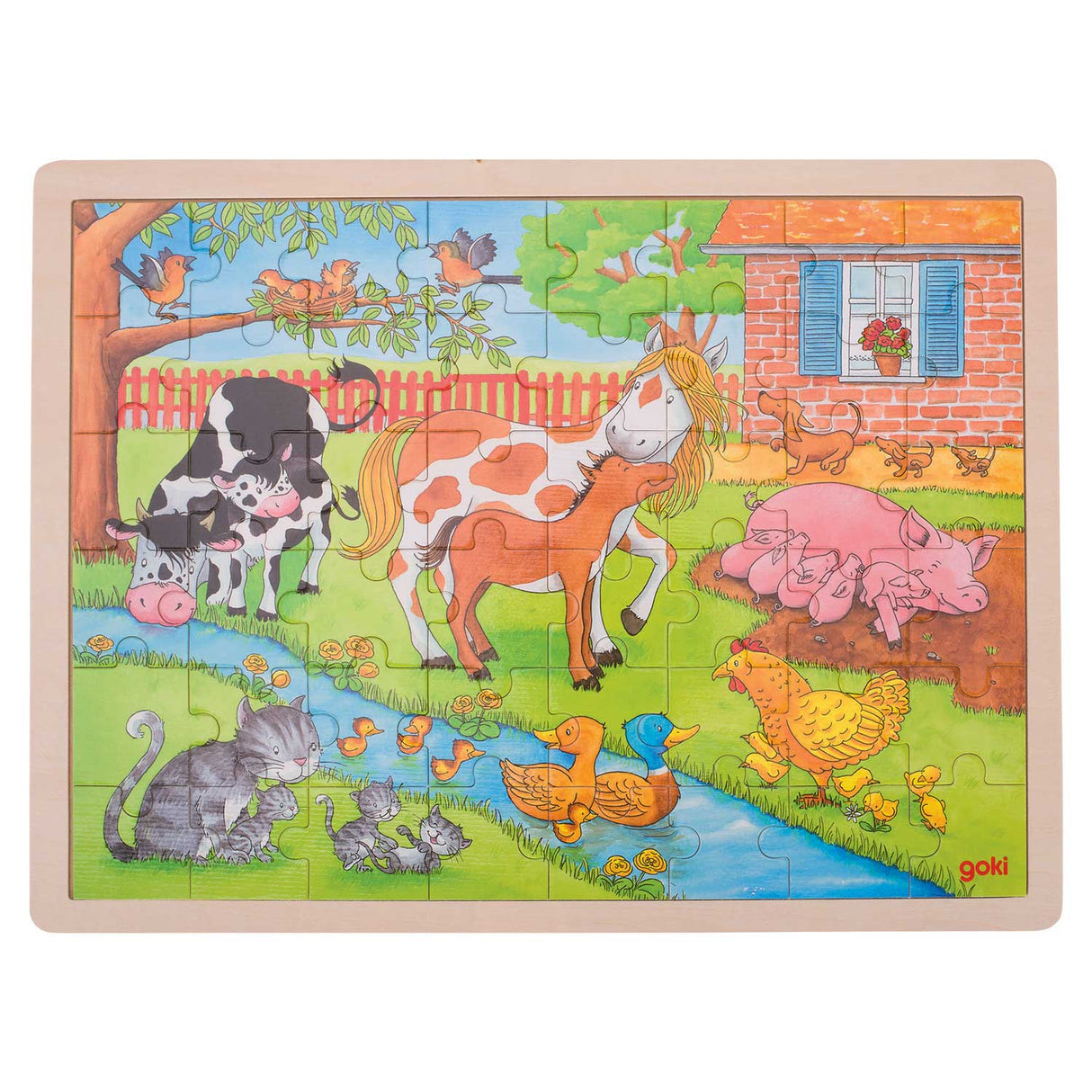 Goki drewniana puzzle na farmie, 48st.