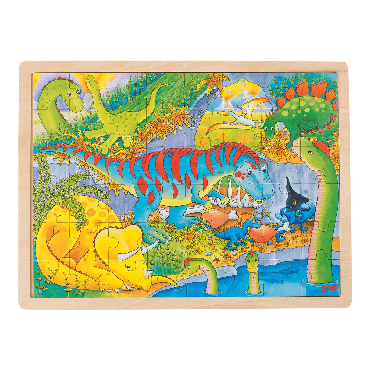 Goki Wooden Jigsaw Puzzle Dinos, 48st.