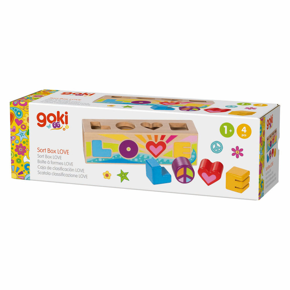 Goki boîte de tri en bois forme trieur amour