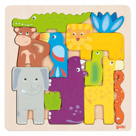 Safari puzzle en bois Goki, 11 pièces.