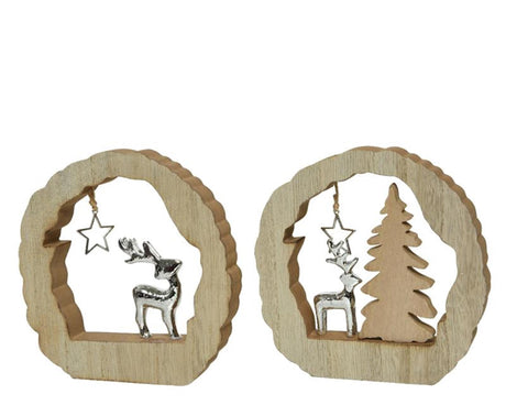 Statue Decoris avec renne décoration ambiance Noël mdf 14,5x14,5x2cm