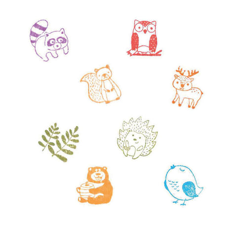 Ensemble de tampons en bois Goki Animaux de la forêt - Ensemble de jouets créatifs pour enfants.