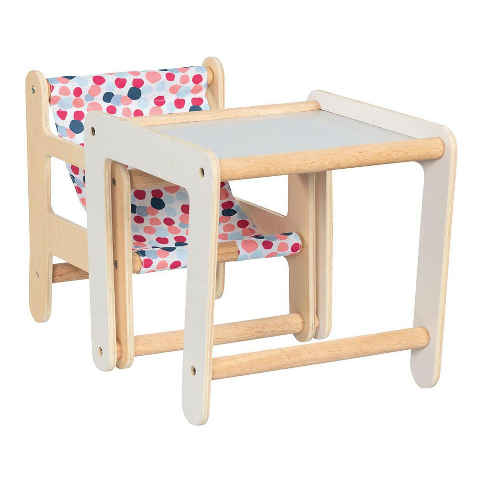 Goki wooden doll chair with table 2in1