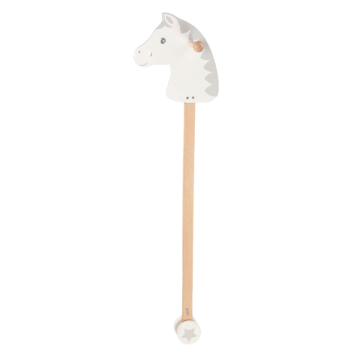 Goki Wooden Hobby Horse blanc avec étoile