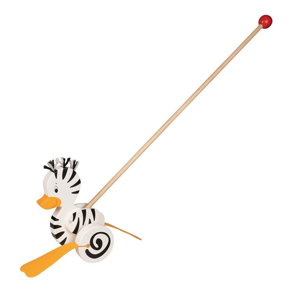 Goki Wooden Push Figure Duck Zebra