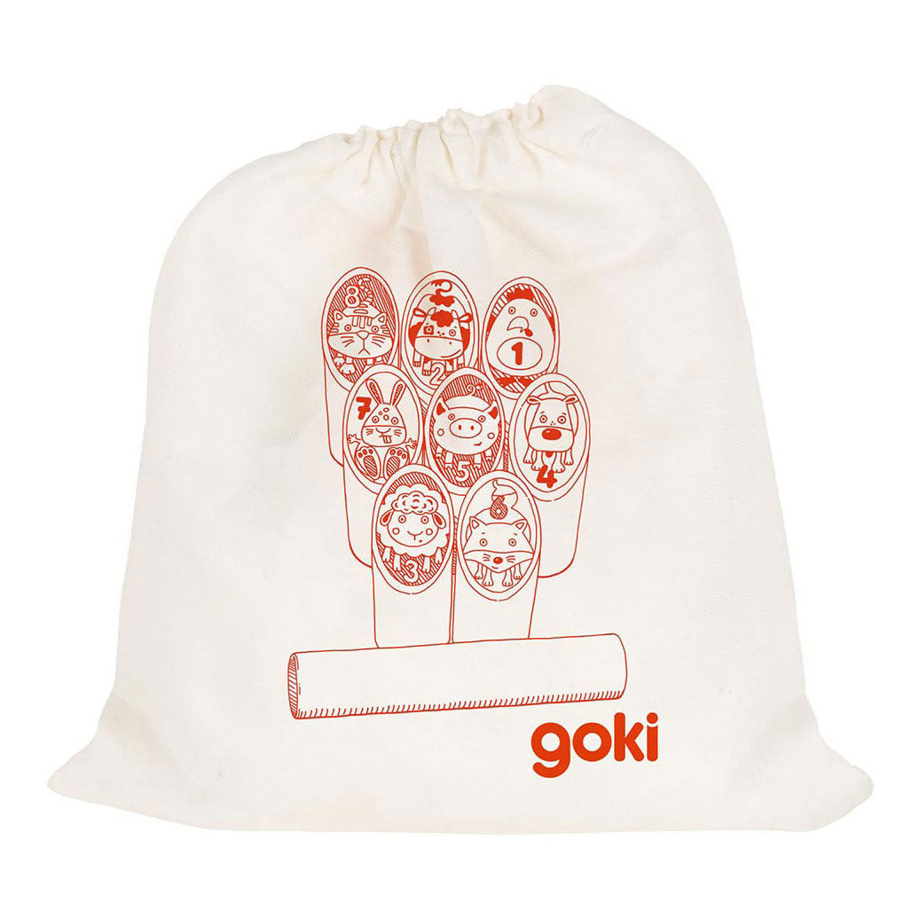 Goki Wooden Viking Game Animaux Kubb en sac en coton