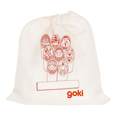Goki Wooden Viking Game Animaux Kubb en sac en coton