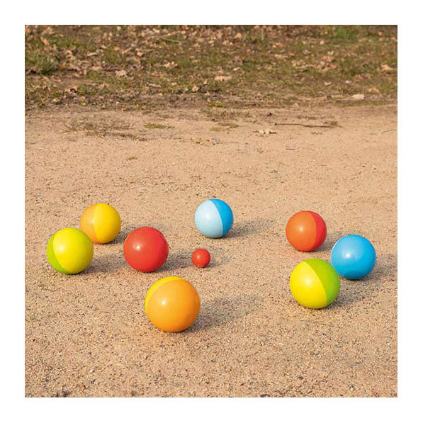 Goki houten jeu de boules spel met katoenen zak, 9dlg.