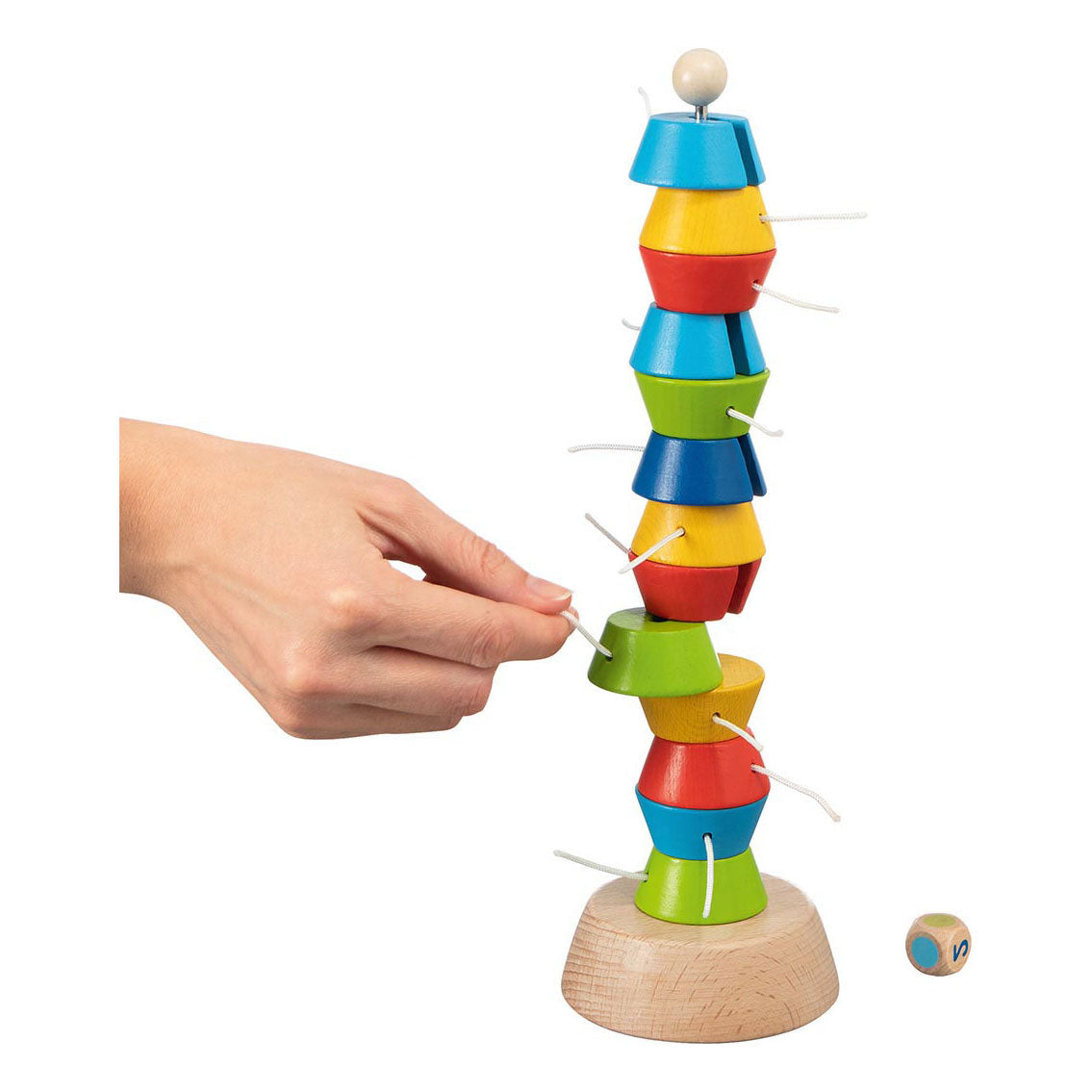 Goki tour à empiler tugie h30cm, 15 blocs, bois et métal, 4+