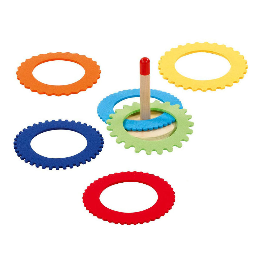 Goki Wooden Ringswerp Game con 6 anelli di feltro