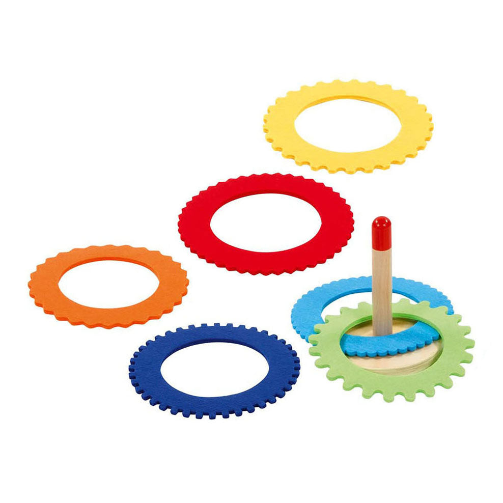 Goki Wooden Ringswerp Game con 6 anelli di feltro