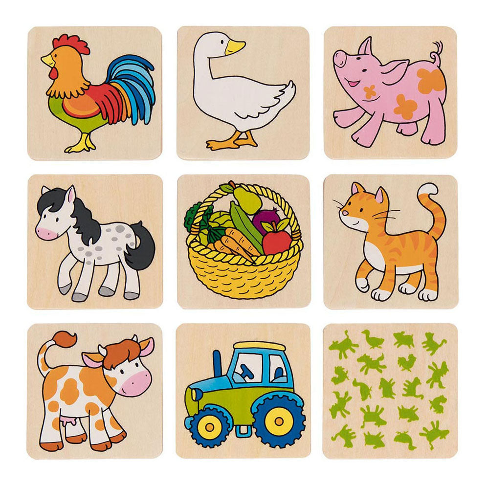 Goki wooden memo game farm animals