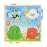 Goki wooden background form puzzle garden, 4st.