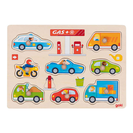 Goki Wooden Nick Puzzle Bezinstation, 8e.