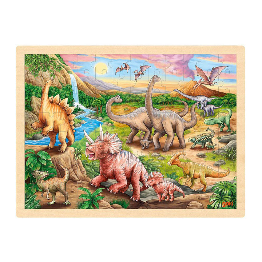 Goki Wooden Jigsaw Puzzle Dinosaurus, 96st.