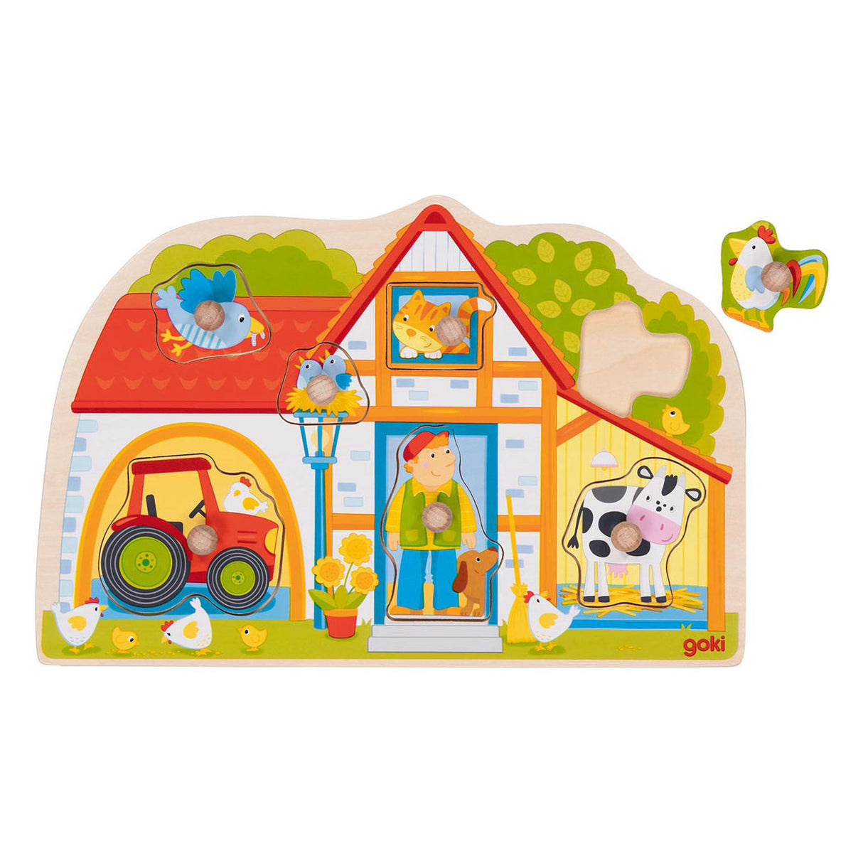 Goki Wooden Nick Puzzle My Farm, 7e.