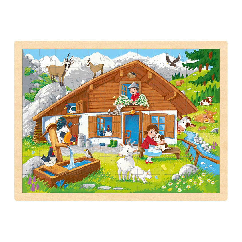 Goki Wooden Jigsaw Puzzle dans les Alpes, 96st.