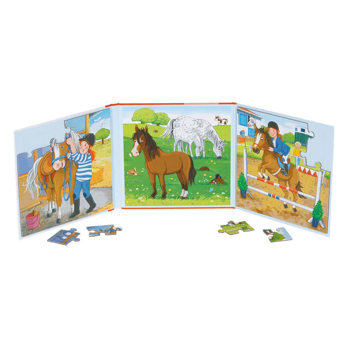 Goki Magnetic Jigsaw Puzzle Book Horse Stable, 40e.