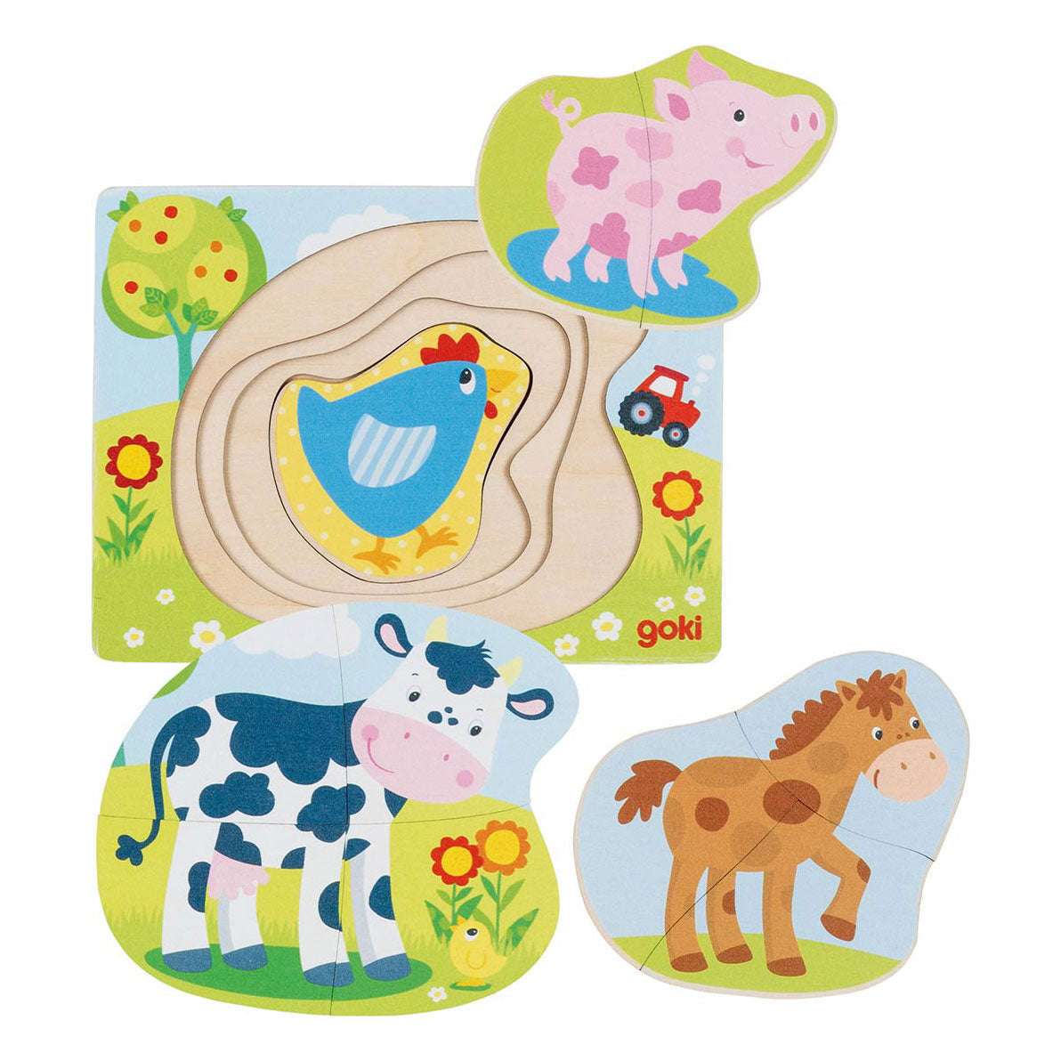 Goki wooden layer puzzle farm animals, 10th.