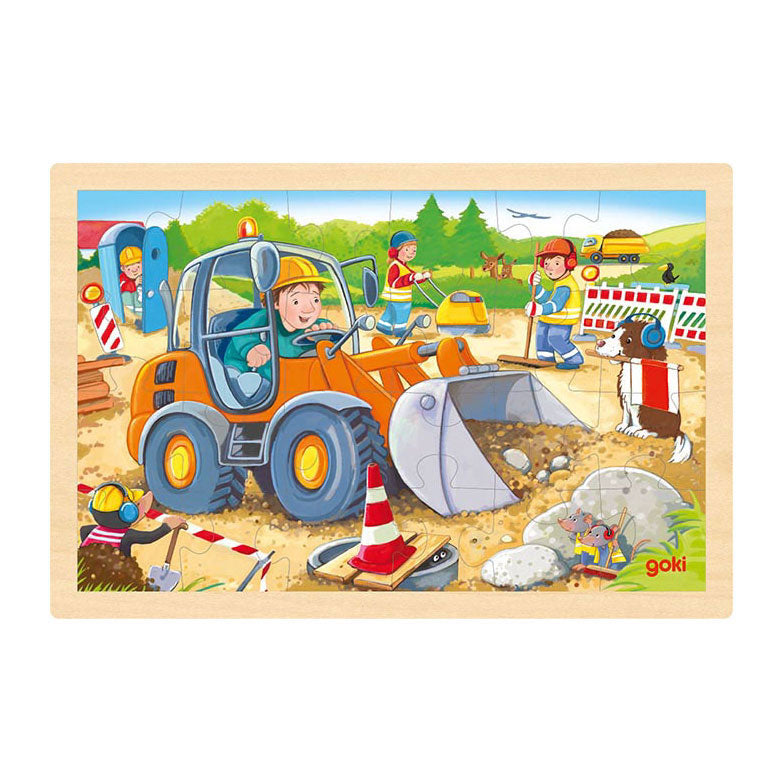 Goki Wooden Jigsaw Puzzle Construction Site, 24st.