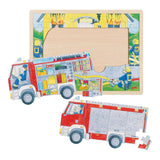 Goki wooden layer puzzle fire brigade at work, 60th.