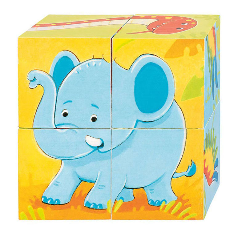 Goki Wooden Block Puzzle Animali selvatici, 4st.