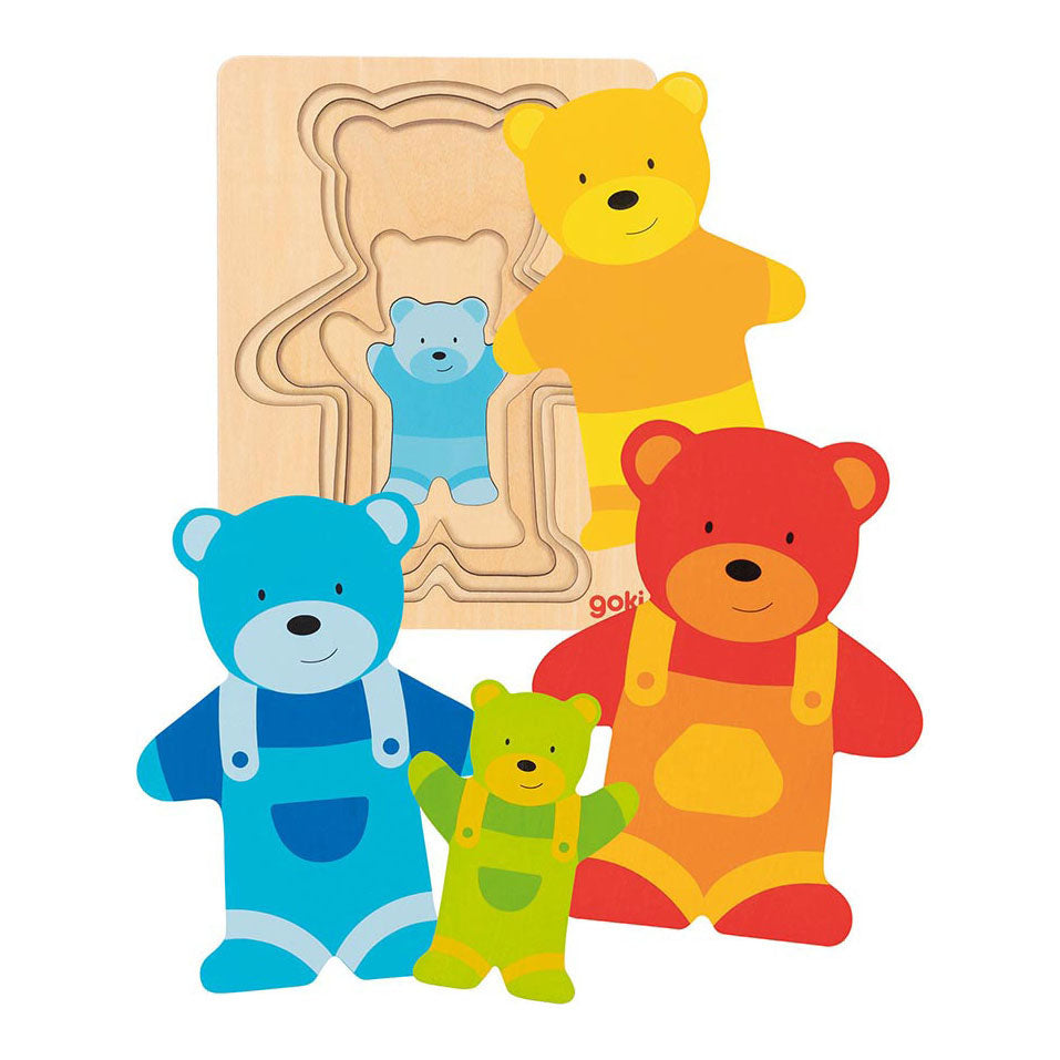 Goki dřevěná vrstva puzzle Bear, 5st.