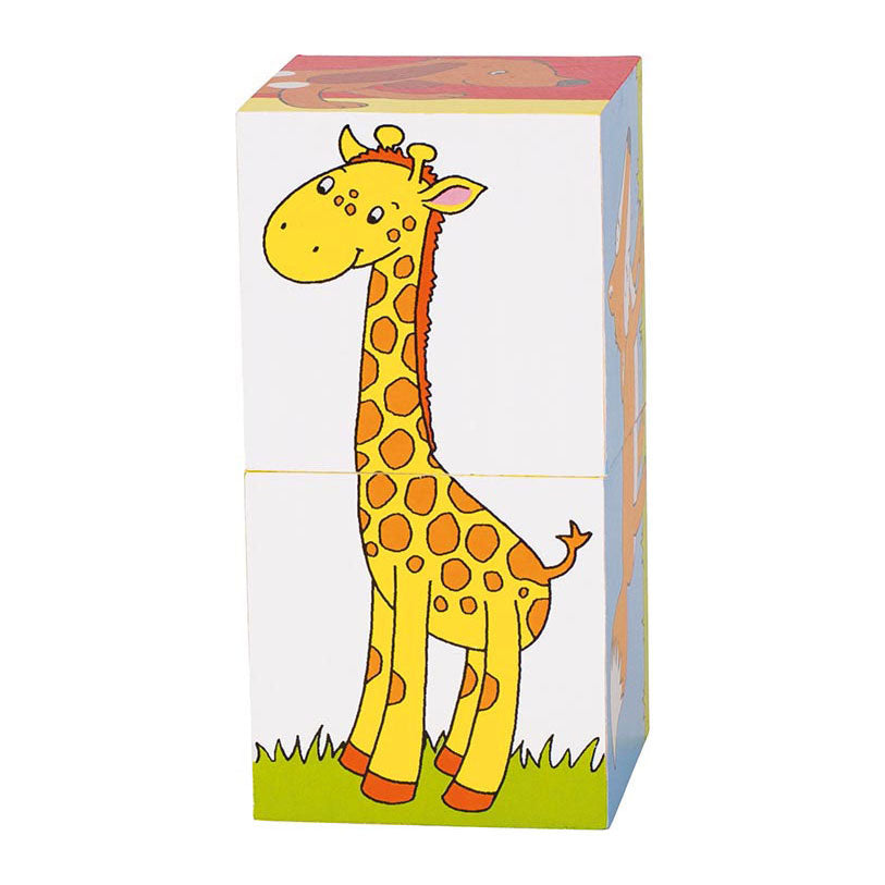 Puzzle cube Goki, animaux. 2 parties. 10x5x5cm.
