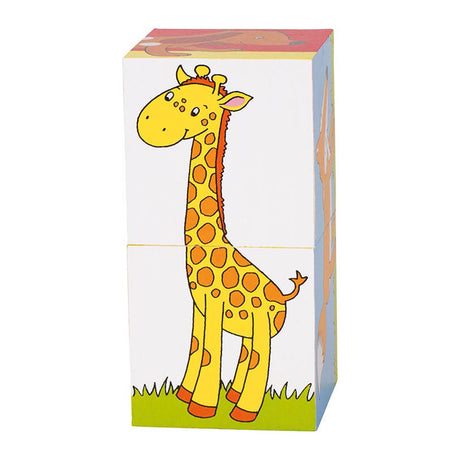 Puzzle cube Goki, animaux. 2 parties. 10x5x5cm.