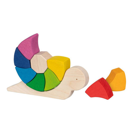 Puzzle en bois Goki et blocs de construction Gerful Snail Pauline, 10dlg.