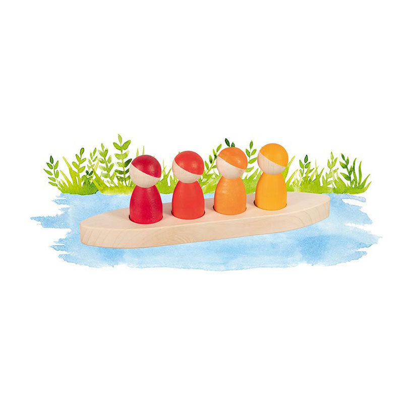 Goki Wooden Play figures dans un bateau, 5dlg.