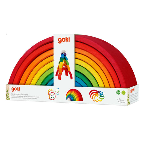 Blocs de construction Goki - arc-en-ciel - 11 pièces - bois - 2 ans