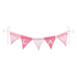 Ligne de drapeau de tissu Goki Rendre le rose avec 10 drapeaux et des caractères d'alphabet