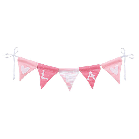 Ligne de drapeau de tissu Goki Rendre le rose avec 10 drapeaux et des caractères d'alphabet