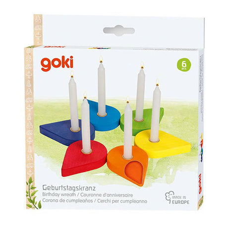 Goki Wooden Birthday Wreath Candlesticks, 6dlg.