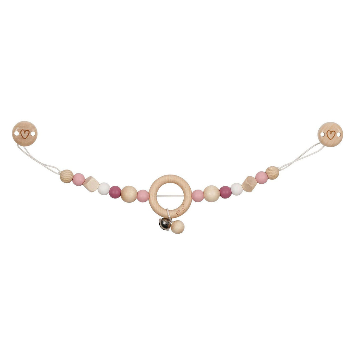 Collier de poussette en bois Goki Rose avec des clips