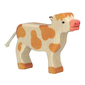 Veau Holztiger, debout, brun. 11 cm.