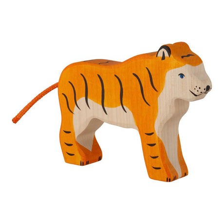 Tigre Holztiger, debout. 14 cm.