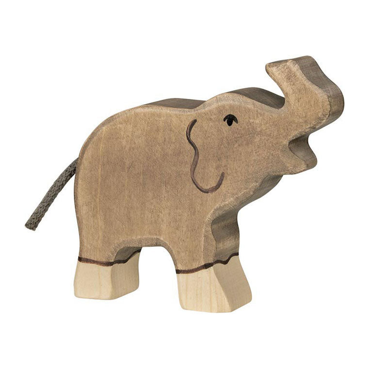 Goki holztiger éléphant, petit, trompe relevée.