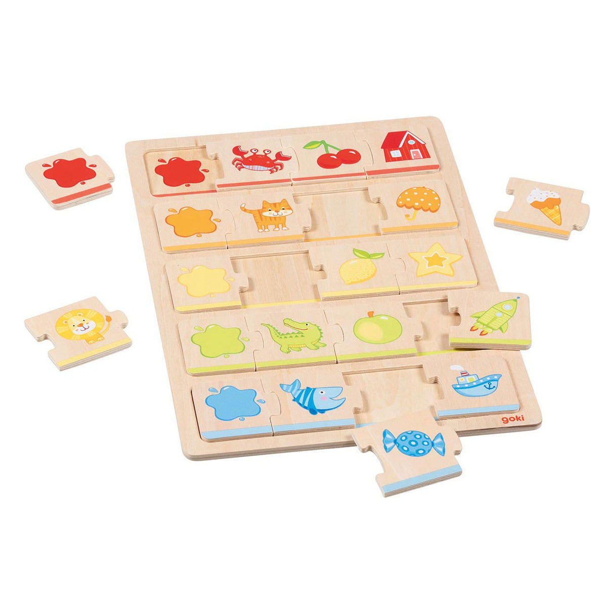Puzzle Goki : mon premier puzzle couleur 21x30x1cm, 20 pièces, bois, 2+