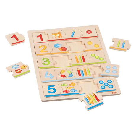 Goki puzzle en bois apprendre à compter, 20 pcs.