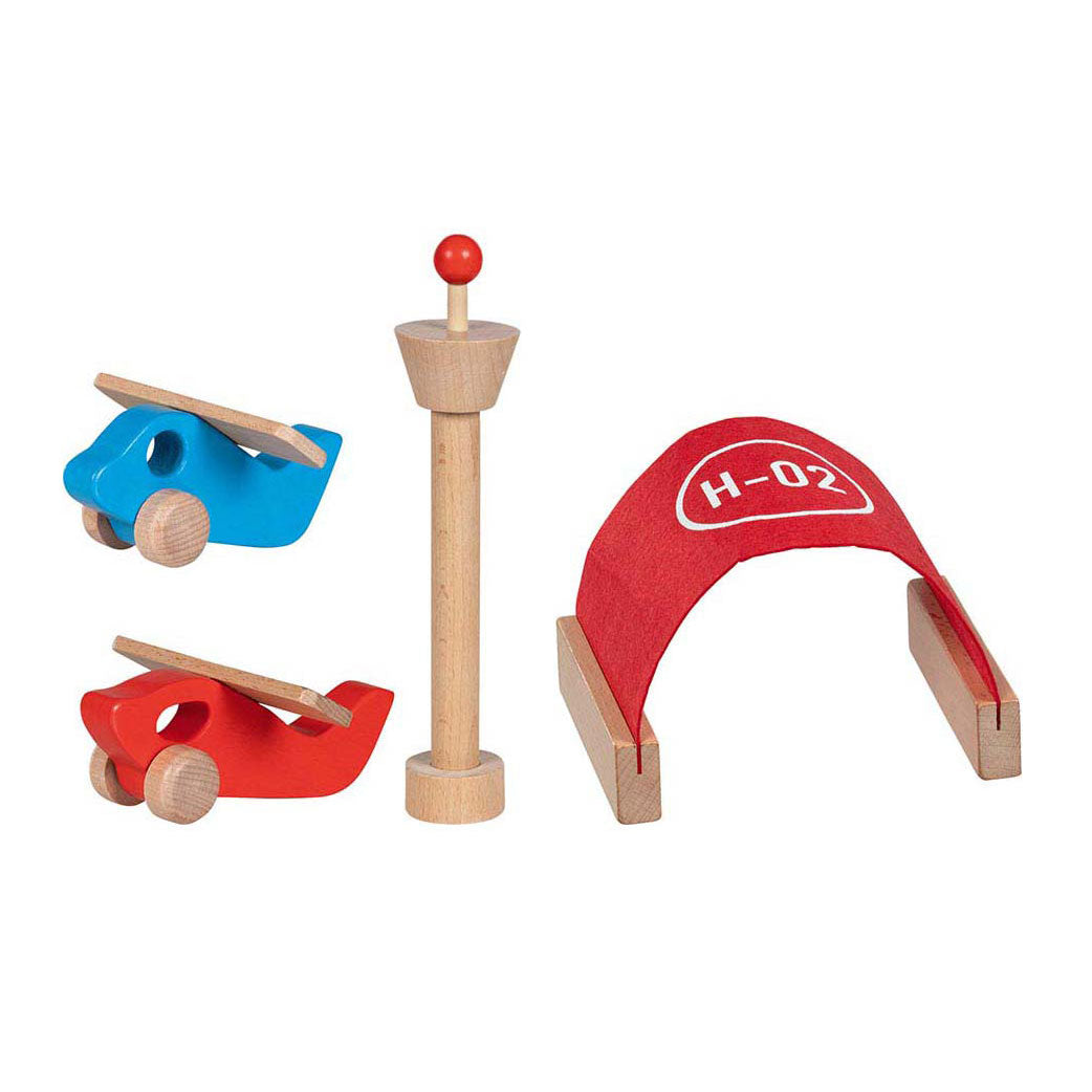 Goki play set aéroport de partage de route avec accessoires - 26 pcs.
