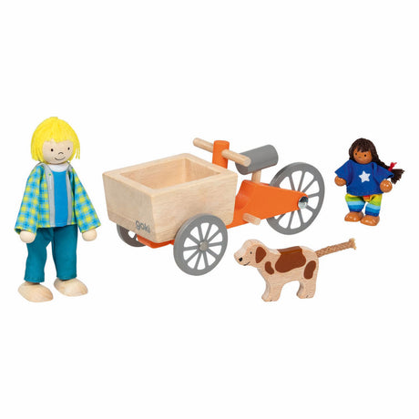 Vélo cargo en bois Goki Dollhouse avec enfant et chien