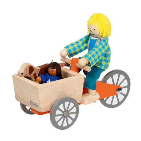Vélo cargo en bois Goki Dollhouse avec enfant et chien