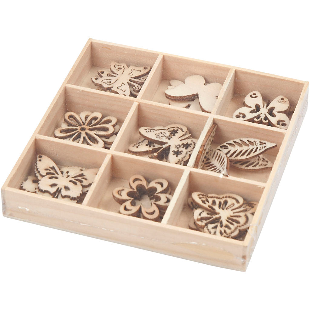 Décoration en bois Creativ company, été, taille 28 mm, 45 pièces, 1 boîte