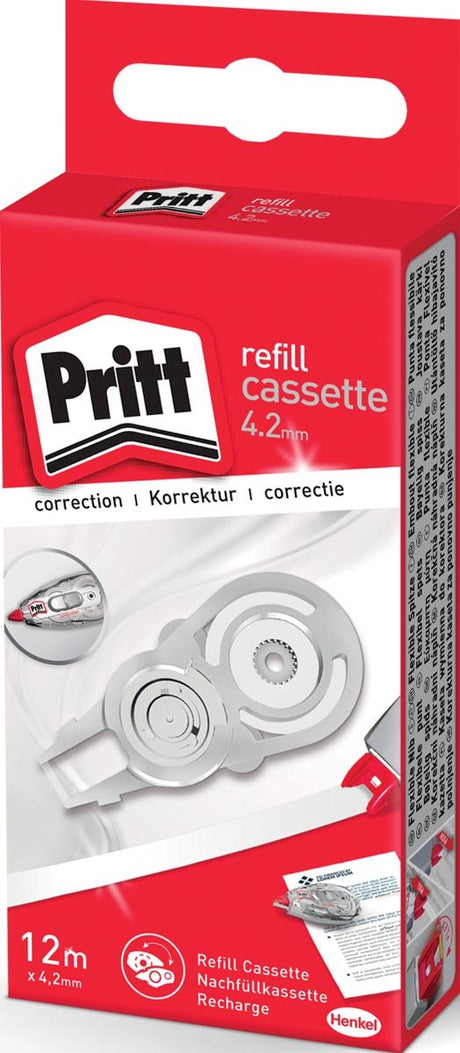 Pritt recharge cassette rouleau correcteur flexible 4,2 mm x 12 m – recharge de ruban correcteur – peut être immédiatement écrasé, corrigé avec précision