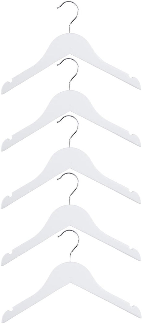 Alpina kledinghangers hout – 5 stuks – houten kleerhangers – kledinghanger set - wit
