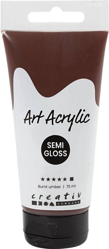 Peinture acrylique pigmentaire - terre d'ombre brûlée - opaque - - 75 ml