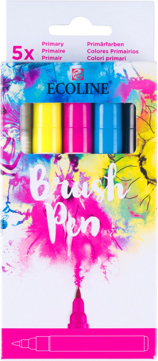 Bruynzeel ecoline – ensemble de stylos pinceaux primaires, 5 couleurs