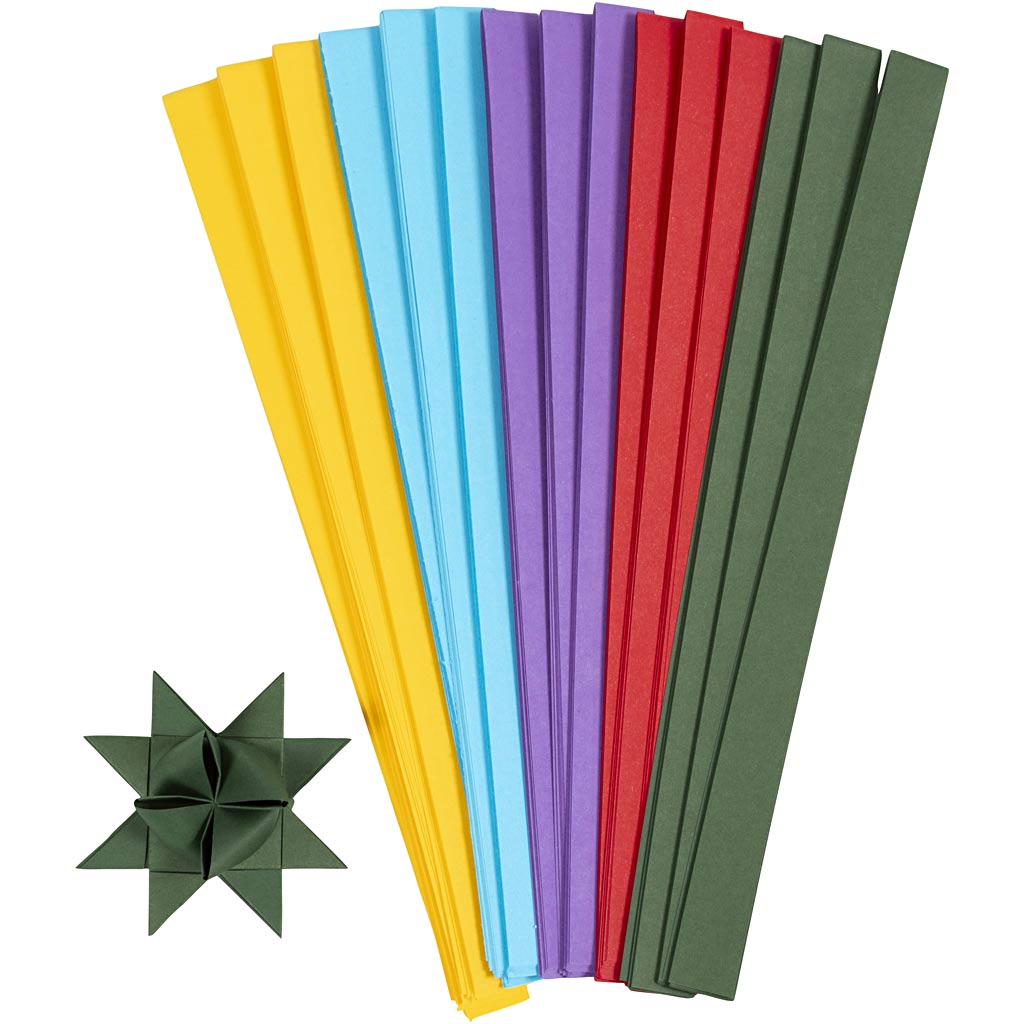 Bandes de tressage Creativ company, l : 45 cm, d 6,5 cm, l : 15 mm, différentes couleurs, 500 pièces 1 boîte